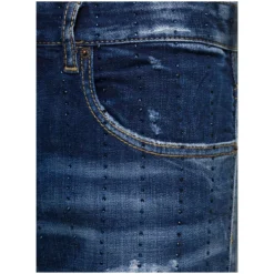 DSQUARED2 'san Diego' Blue Jeans With Destroyed Detailing And All-over Rhinestones In Stretch Cotton Denim Woman -ITALIST SHOP 9ddc460b90fc853ec7eb103bdf8f51e2