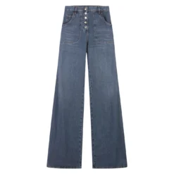 Etro Navy Blue Flared Jeans With Embroidery