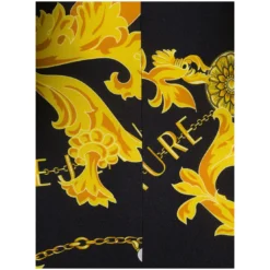 Versace Jeans Couture Black And Gold Log Jumpsuit With 'chain' Baroque Motif In Stretch Nylon Woman -ITALIST SHOP a1b1d716dd6c0f585139cb3a0057096f