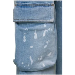 Off-White Light Blue Jeans With Cargo Pocket And Paint Stains In Cotton Denim Woman -ITALIST SHOP a212a34b097df1d2070e9e0ff03e6bfe