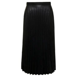 Balenciaga Midi Black Pleated Dress In Leather Woman