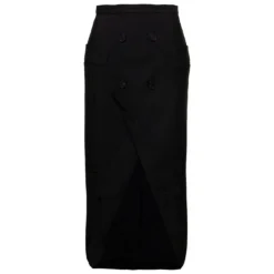 Alexander McQueen Black Long Sartorial Skirt With Front Split In Wool Woman