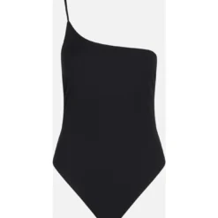 MC2 Saint Barth Woman Black Ribbed One Shoulder One-piece Swimsuit -ITALIST SHOP b067488ec3e7f9cff0f5bb20182d784f