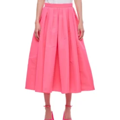 Alexander McQueen Polyfaille Pleated Midi Skirt