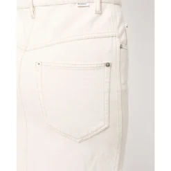 Light Beige Cotton Denim Midi Skirt -ITALIST SHOP b968aedecabc85d2fa3e4d990706740b