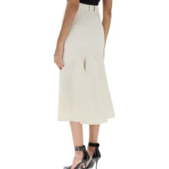 Alexander McQueen Denim Midi Skirt With Pleated Detail -ITALIST SHOP b994ef3f44188a317ca5e0207347a3ca