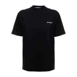 Off-White Off White Woman's Black Cotton Diagonal T-shirt With Logo Print