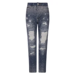 PHILIPP PLEIN Boyfriend Jeans In New Baroque Blue Denim With Crystals