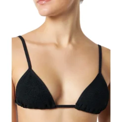 MC2 Saint Barth Woman Black Crinkle Triangle Top Swimsuit
