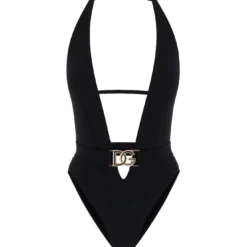 Dolce & Gabbana Plunging Neckline Belted Swimsuit