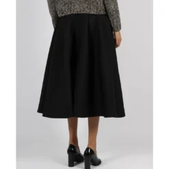 Bottega Veneta Compact Wool Wide Midi Skirt -ITALIST SHOP c92629aae140d43c22335f08d11ad72d