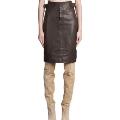 Bertille Skirt In Brown Leather