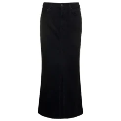 Balenciaga Maxi Black Skirt With Logo Patch At The Back In Cotton Denim Woman