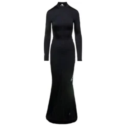 Balenciaga Maxi Black Dress With Rear Cut-out And Logo Detail In Spandex Woman