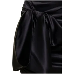Dolce & Gabbana Short Black Draped Skirt With Bow Detail In Stretch Silk Woman -ITALIST SHOP d20c38e243e0cfd288c5f45e01d7ce31