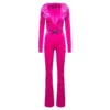 Versace Fuchsia Hooded Jumpsuit With Crisscross Medusa Biggie Belt In Crushed Velvet Woman -ITALIST SHOP d429d0c86e0b525d8b60adea56d121cc