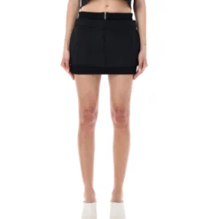 Off-White Wool Blend Rib Band Mini Skirt