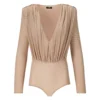 Elisabetta Franchi Nude Draped Bodysuit