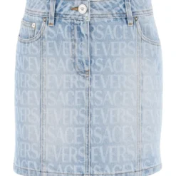 Versace Monogram Denim Mini Skirt