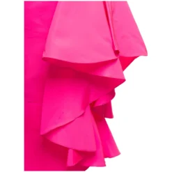 Alexander McQueen Maxi Fuchsia Dress With Square Neckline And Maxi Ruffle In Polyfaille Woman -ITALIST SHOP e8e5e6cb9ec1af8f892db09dc4c7a7b3
