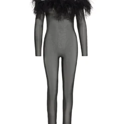 OSEREE Feather Entire Mesh Bodysuit