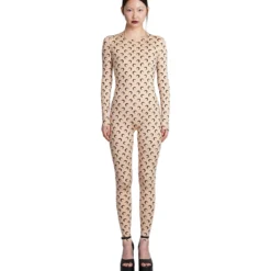 Marine Serre Suit In Beige Polyamide