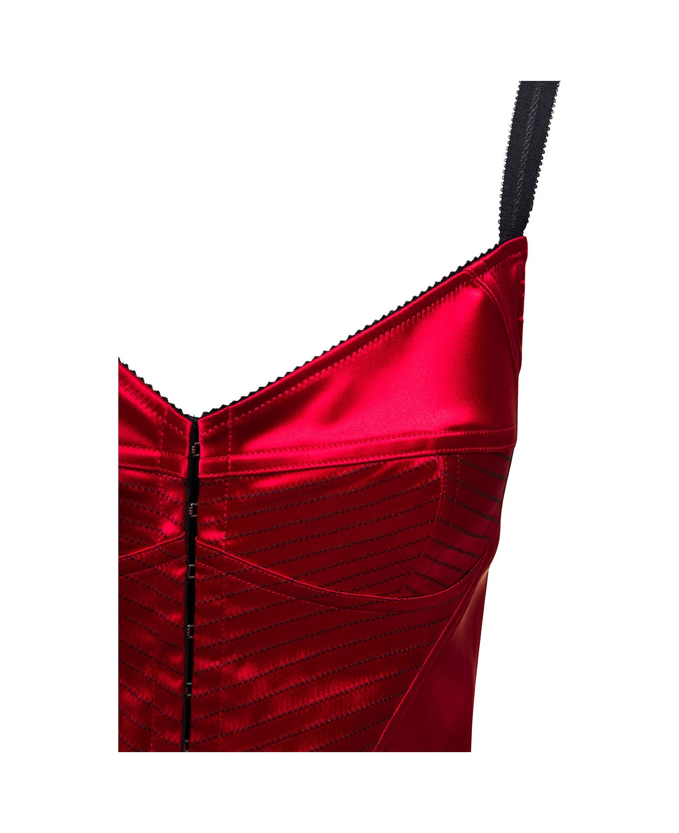 Dolce & Gabbana Red Satinb Corset With Top-stitching And Hook-eye Fastening In Acetate Woman 5 Dolce & Gabbana Red Satinb Corset With Top-stitching And Hook-eye Fastening In Acetate Woman - Image 3
