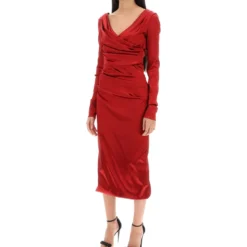 Dolce & Gabbana Draped Dress In Satin -ITALIST SHOP edb2019f1ac290bc91f7c7432618eea2