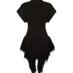 Oversized Shoulder Rib Knit Dress