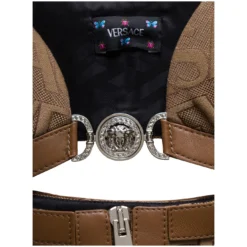 Versace Brown Bustier Top With Medusa And Cut-out In Canvas Woman -ITALIST SHOP f062372f64d802602b2370b288063211