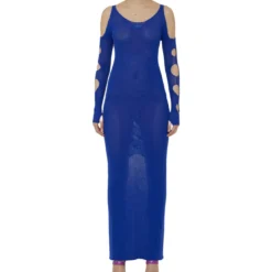 Off-White Cut-out Net Long Dress