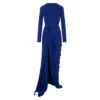 Alexander McQueen Long Draped Dress In Ultramarine Blue Silk -ITALIST SHOP f2123a9bd69e393a18d9f9b9bbd98d87