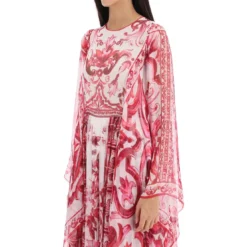 Dolce & Gabbana Maxi Dress In Chiffon With 'maiolica' Pattern -ITALIST SHOP f2ce99b8da3146eeada9818ec4037c7c