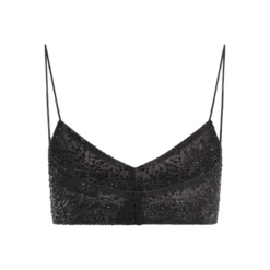 ERMANNO SCERVINO Black Bralette Top With Rhinestones -ITALIST SHOP f4781696ac9f30625d693004f2f2a69d