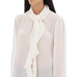 Dolce & Gabbana Silk-georgette Blouse With Ruffles -ITALIST SHOP f5551f81145845760ec4475bc5052180