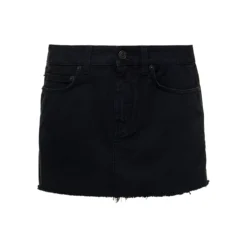 Balenciaga Black Miniskirt With Raw-cut Hem In Cotton Woman