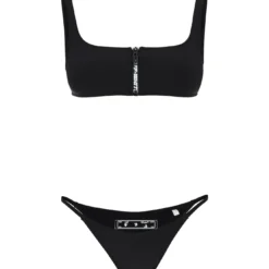 Off-White Bikini Set With Zip And Logo