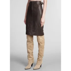 Bertille Skirt In Brown Leather -ITALIST SHOP f8757e3c786ba3e73070fa2f28bec5c4